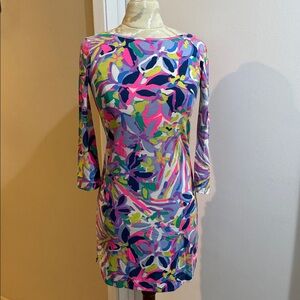 Lilly Pulitzer Havin A Blast Bright Floral Cotton Pull On A Line Dress XXS